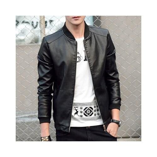 Mens leather Jacket PU Biker Coats Fashion Spring Autumn Jackets Mens Faux Leather Slim Fit Motorcycle Coats Clothing
