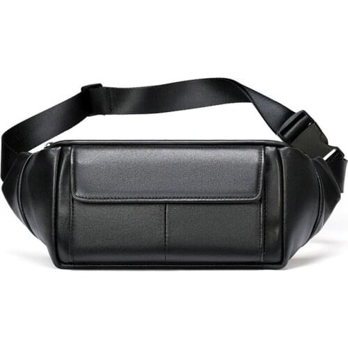 Man Waist Bag Genuine Leather Mens Belt Bag New Small Fanny Pack Top Quality Male Waist Bag For Cell Phone Travel Chest Bag Man