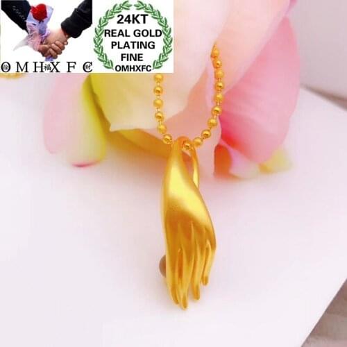 OMHXFC Jewelry Wholesale YM336 European Fashion Woman Girl Party Birthday Wedding Gift Hand Projecting 24KT Gold Pendant Charm
