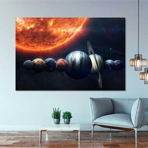 Mars Spacecraft Astronaut Satellite Canvas Posters and Prints Moon Space Orbits Earth Painting Wall Pictures for Living Room Art
