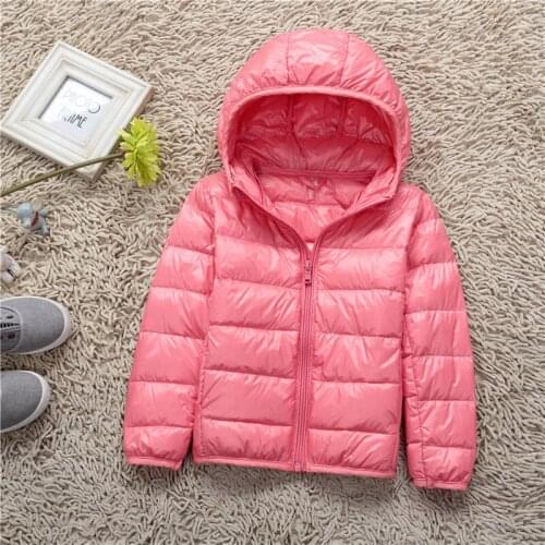 2018 Autumn Winter Kids Down Coats and Jackets Girls and Boys Light Thin White Duck Down Coat Hooded Children Outerwears DQ521