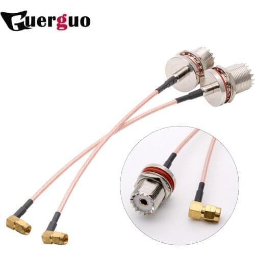 RF Coaxial UHF to SMA Male Right Angle Cable Adapter UHF Female SO239 to SMA Male pigtail RG316 15CM 6" Customized