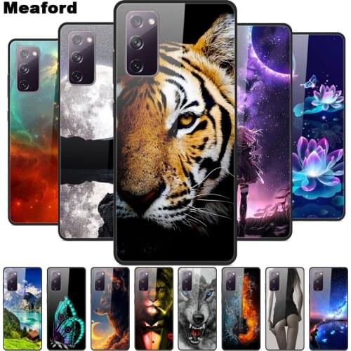 Luxury Cover Case for Samsung Galaxy S20 FE Fan Edition Tempered Glass Cover for Samsung S20 FE S20FE 5G 2020 Phone Case Coque
