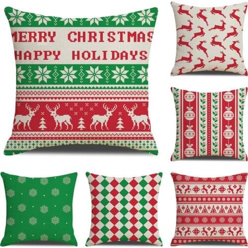Microfine Christmas Cushion Cover Happy Christmas Pillow Covers Decorative Home For Living Room Bedroom