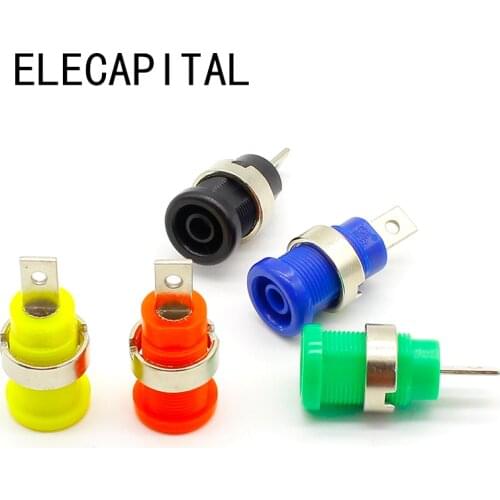 5pcs Banana plugs black+red+blue+yellow+green banana female jack binding post wire connector mix colors