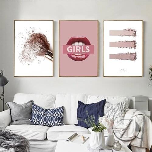 Nordic Makeup Style Blush Poster and Prints Eye Shadow Wall Art Canvas Painting Gift for Girls For Bedroom Pictures Home Decor