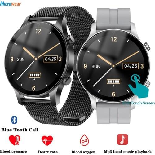 Blue Tooth Call Smart Watch Music Men Heartrate Full Touch Screen Waterproof Sport Clock Business Smartwatch Relogio Masculino