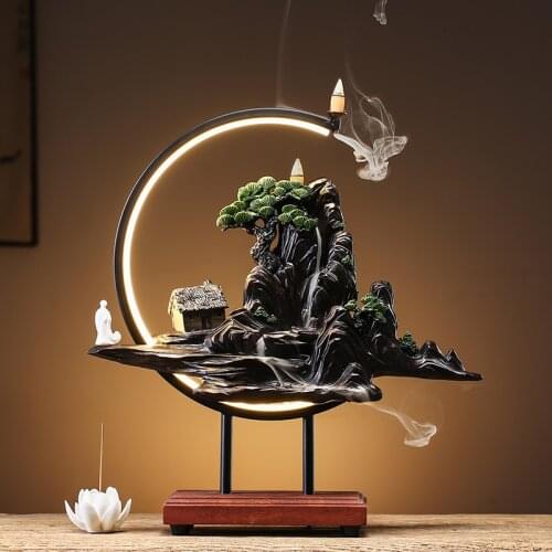 Modern Waterfall Holder Ceramic Electric Incense Burner Led Light Incense Burner Holder Ceramic Quemador Incienso Incense Burner