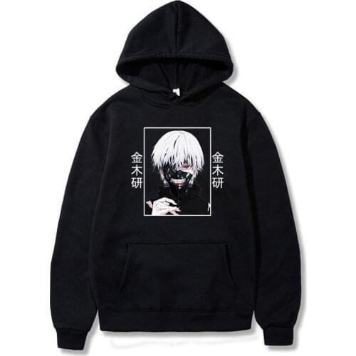 Tokyo Ghoul Ken Kaneki Japan Anime Printed Winter Fleece Hoodies Hip Hop Harajuku Pullover Casual Sweatshirts Warm Streetwear