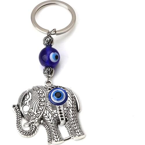Turkey evil eye elephant hamsa hand tree life glass beads keychain key ring charms pendant for women diy key jewelry findings