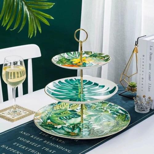 High Quality Porcelain 3-tier Plates Set Decorative Dish Tray For Fruit Dessert Cake Food Luxury Home Party Wedding Office Decor