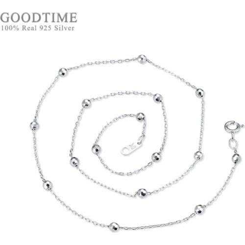 Fashion Sterling Silver Chain Jewelry Genuine Pure 925 Silver Chains Necklaces For Women Football Bead Necklace Link Chain