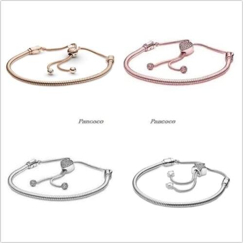 Authentic 925 Sterling Silver Bracelet Moments Star Clasp Snake Chain Slider Bangle Fit Women Bead Charm Pandora Jewelry