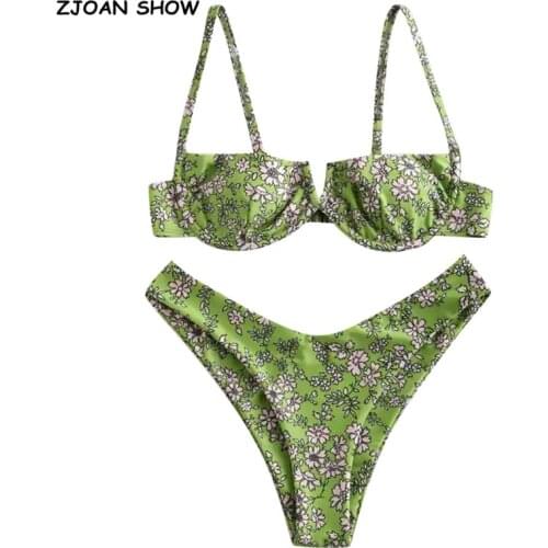 Beach Set Sexy Ladies Back Push Up Floral Bikini Set Padded Bra Swimwear Swim Bikini Women Suit Swimsuit Beachwear 2 pieces set