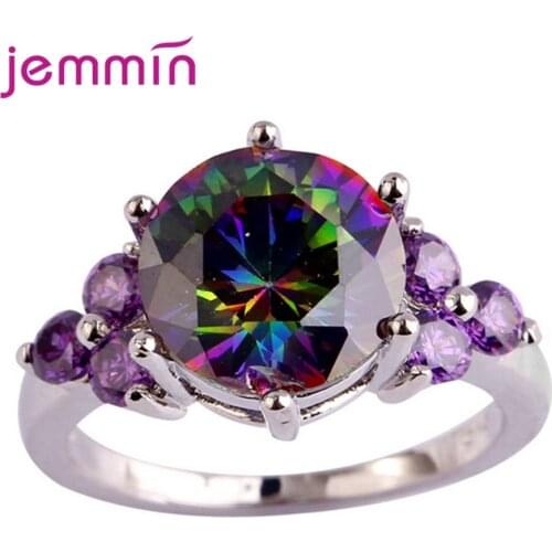 New Amazing 925 Sterling Silver Big Purple CZ Wedding Rings For Women/Girls Hot Fashion Jewelry Fast Delivery Finger Ring