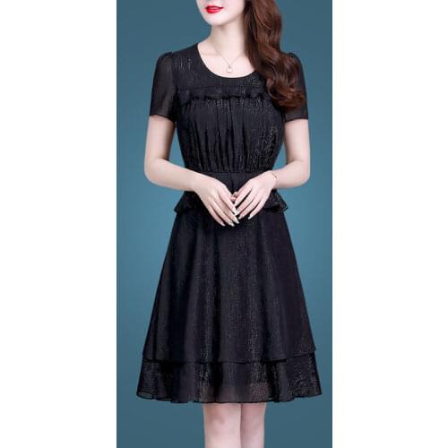 Knee-length A-line Women Vintage Cake Black Dress Mesh Elegant Retro Cocktail Dresses