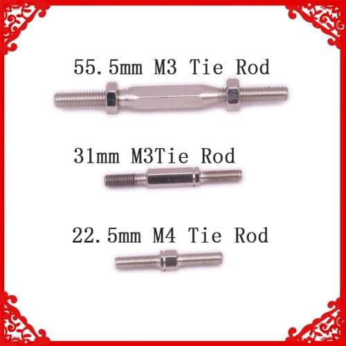 1PC #45 Steel 22.5mm 31mm Long M3 Tie Rod 55.5mm Long M4 For Rc Model Car N10216 N10217 N10218 Hopup Part Basically For 1/10 Car