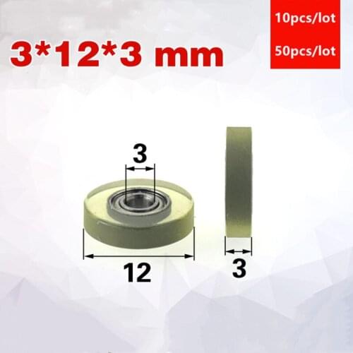 10pcs/50pcs PU68312-3 3*12*3mm polyurethane PU 683ZZ miniature noise free bearing soft rubber transparent friction pulley 3x12x3