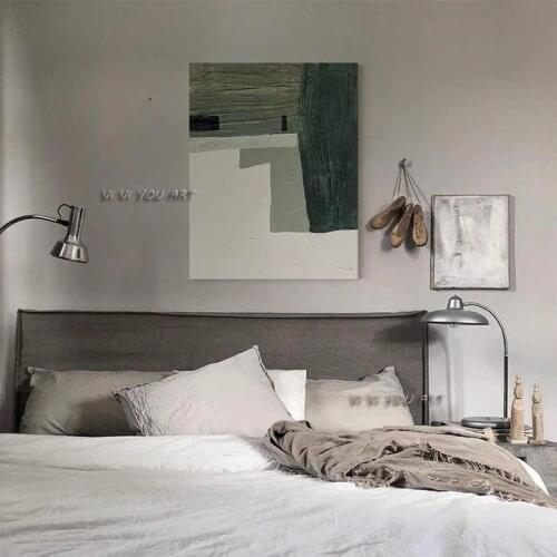 100% Handmade Abstract Oil Painting On Canvas Green Geometry Minimalist Modern Wall Art Decorative For Living Room