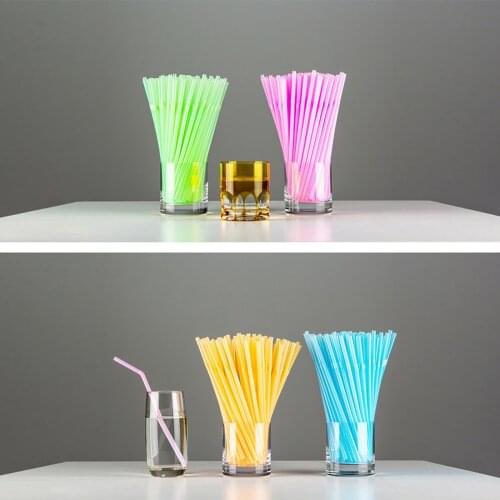 100pc Disposable Fluorescent Plastic Bendable Drinking Straws Beverage Straws Wedding Birthday Celebration Party Supplies