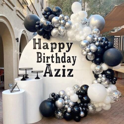 171pcs Black Whie Birthday Balloons Set DIY Arch Garland Kit Silver Chrome Baloons Confetti Ballon Party Decors Globos Supplies