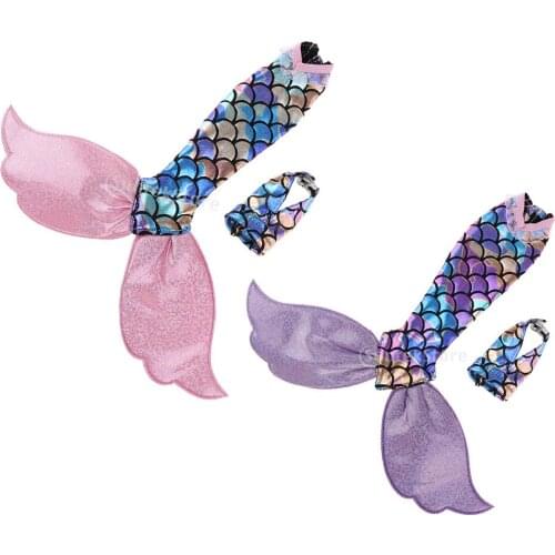 2Pcs Trendy Doll Clothing Garment Mermaid Tail Dress and V Collar Halter Top Party Dress Bathing Suit for Dolls