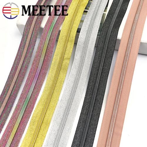 5Meters Colors Rose Gold Teeth 5# Nylon Zippers Plastic Roll Coil Zip for Bag Purse Zipper Repair Kit Garment Sewing Accessories