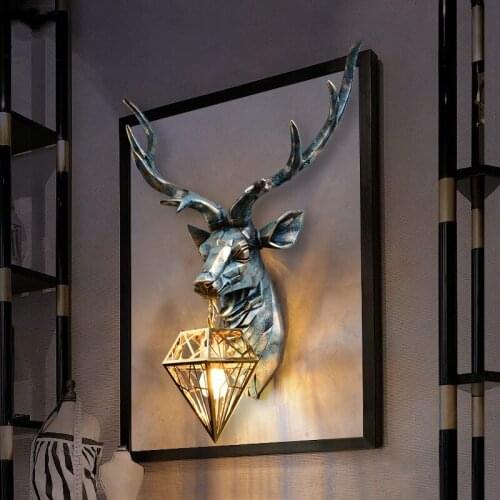 American Retro Wall Lamps Nordic Antlers Indoor Lighting Wall Light Deer Wall Lamp Living Room Bedroom Bedside Wall Sconce Lamp