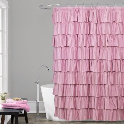 White Lace Ruffle Shower Curtain Home Decor Waterproof Polyester Decorative Bathroom Accessories Great for Showers and Bathtubs