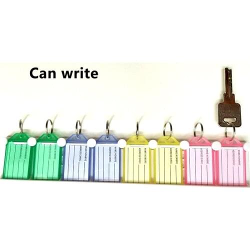 Sale 5PCS/lot DIY Plastic Tag Key Chain Candy Color Baggage Hotel Office Marking number Classification Keychains