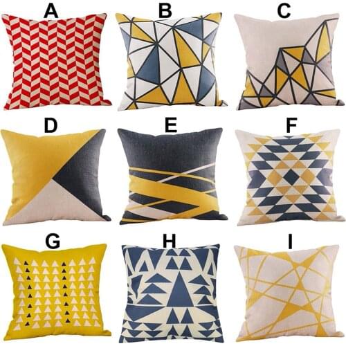 Cushion Covers Yellow Geometric Cotton Linen Home Decorative Throw Pillows Pillowcases For Living Room Sofa Chair Seat Car