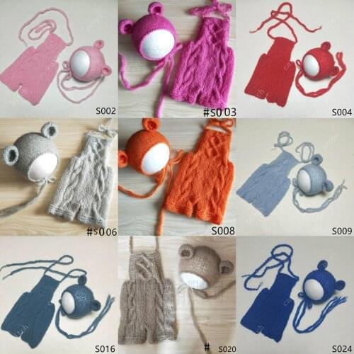 Newborn photography props mohair pants + hat photography clothing