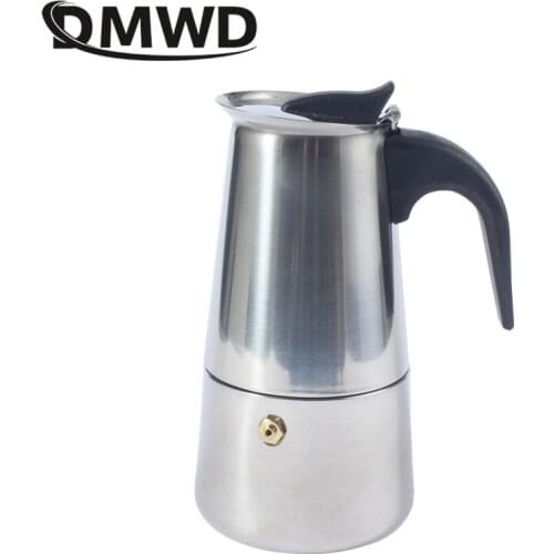 DMWD Hot Sale 2/4/6/9 Cups Stainless Steel Moka Espresso Latte Percolator Stove Top Coffee Maker Pot