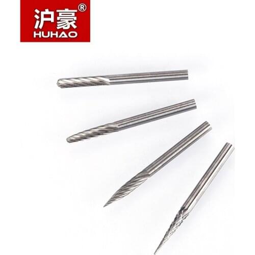HUHAO 3mm Shank Tungsten Steel Cutter Metal Grinding Carving Rotary File Router Bit Head Grinding Abrasive Burrs Milling Cutter