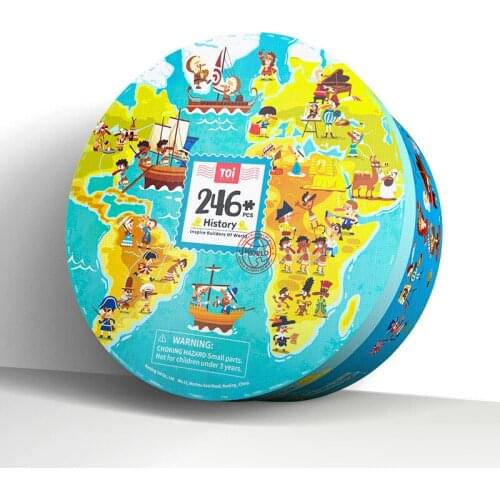 Toi Kids Early Educational Baby Interesting Colorful Historical Deluxe Round Gift Paper Jigsaw puzzle Toys More Than 7 Years Old