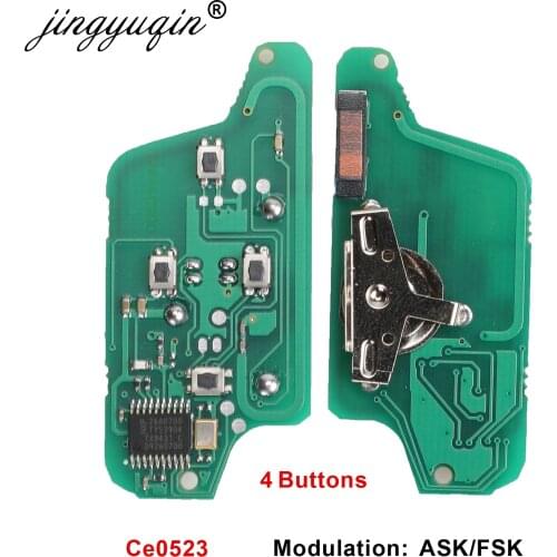 Jingyuqin ASK/FSK 433Mhz 4 Buttons Circuit Board For Peugeot 1007 For Citroen C8 CE0523 Flip Floding Remote Key Fob Control