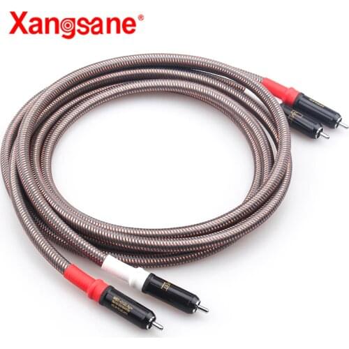 XANGSANE A pair Hifi RCA cable Accuphase OCC pure copper RCA interconnect audio cable silver plated plug