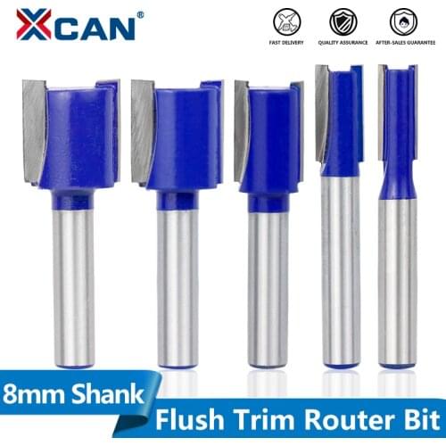 XCAN Flush Trim Router Bit 8mm Shank Carbide Milling Cutter Wood Straight End Mill For Woodworking Flush Trim Tenon Cutter