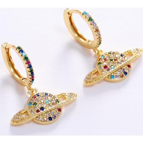 LUALA 1pair Bohemian Brand Design Hoop Earrings Colorful Women Golden Colour Cubic Zirconia Earrings Fashion Jewelry