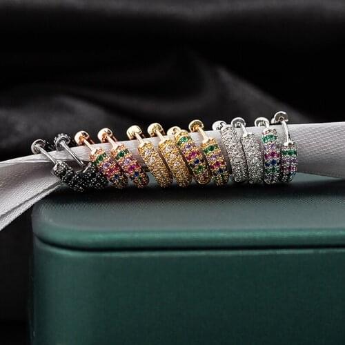 Small huggie Earrings For Women Skinny Rainbow Boho Classic CZ Minimal Hoops Charm Cartilage Dainty Silver Color Hoop Earrings