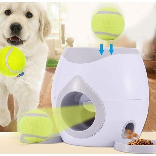 Double Hole Pet Reward Machine Dog Toy Funny Elastic Tennis Interactive Training Smart Feeding Ball Pet Food Reward Slow Feeder