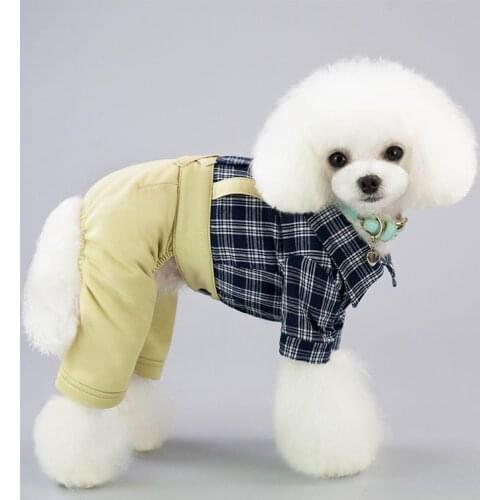 Fashion English Gentleman Lattice Style Dog Costumes Spring Summer Thin Plaid Boxer Shorts Pet For Thin Casual Cotton Clothes