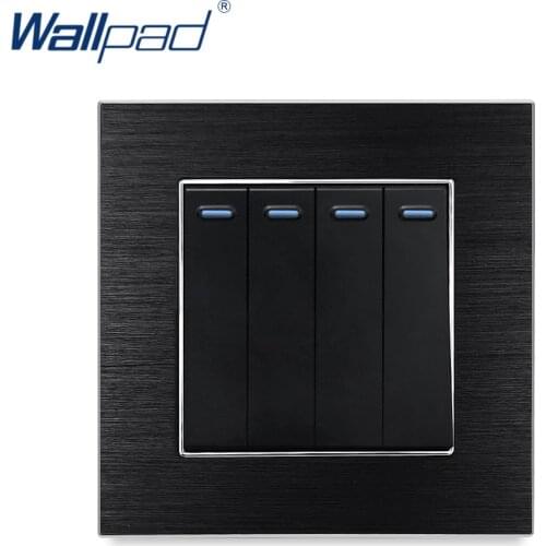 Hot Sale 4 Gang 2 Way Switches Wallpad Luxury Wall Light Switch Aluminium Satin Metal Panel Rocker Switches Interrupteur