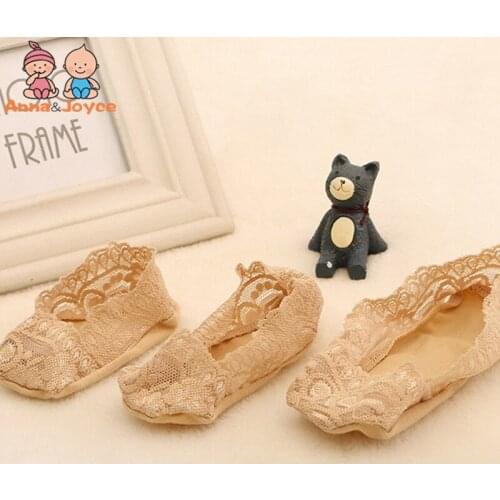5pairs/lot Baby Girl Lace Socks Shallow Mouth Invisible Traceless Elastic Boat Focks Feet Slip Silicone 1-3 years