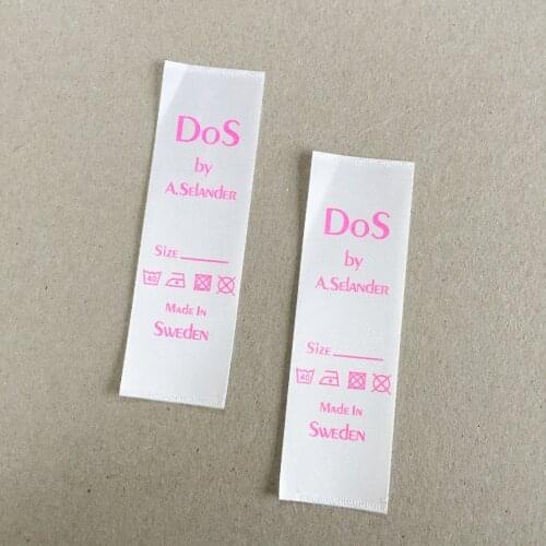 Very Cheaper High Quality Custom Printed Logo Clothing Satin Care Size Label For Garment