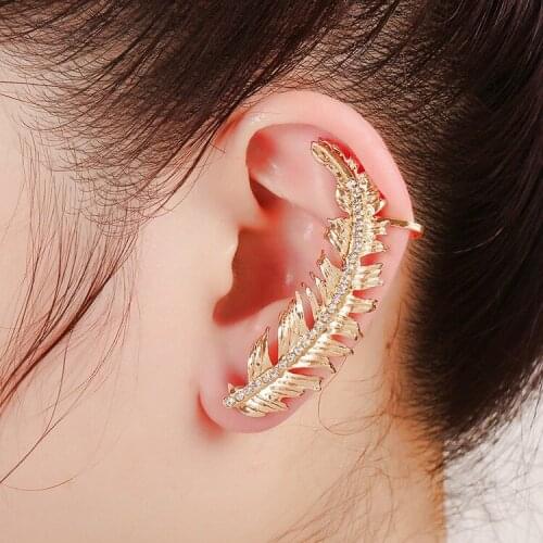 Unilateral Punk Rock Ear Jewelry Special Offer Creative Leaf Feather Ear Clip Fashion Famous Brand Bohemian Jewelry