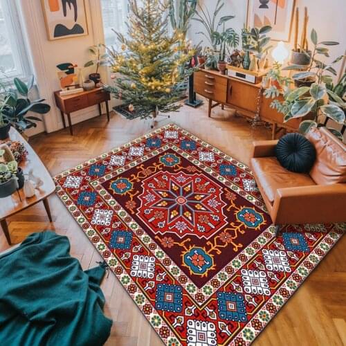 Persian Ethnic Bohemia Carpets for Living Room Bedroom Geometric Mats 120x160 Washable Non-Slip Rugs Home Decor Chair Cushions