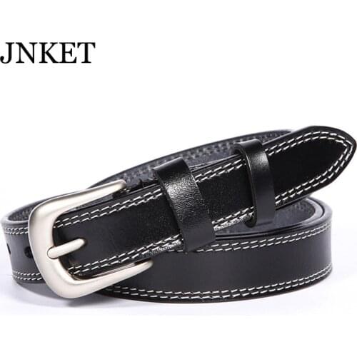 JNKET New Retro Womens Cow Leather Waist Belt Pin Buckles Waist Belt Leisure Waistband Jeans Belt Ladies Cinturon