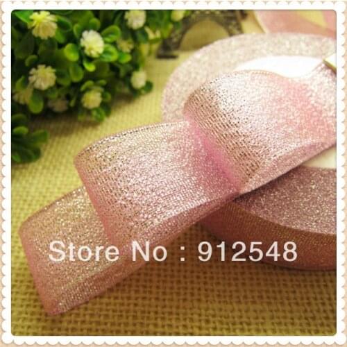 1'' (25mm) in Width 25yards Christmas Metallic Glitter Organza Ribbons for Gift Wrapping, Christmas Tree Room Decoration,9866