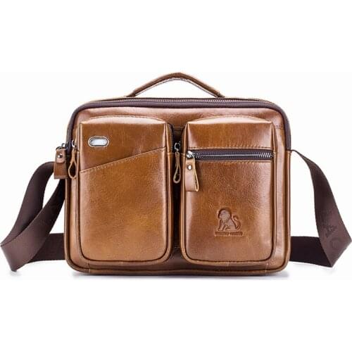 Retro Cowhide Leather mens messenger bag First layer cowhide casual small Briefcase fashion shoulder bag mens Totes handbag